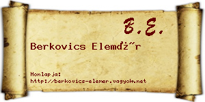 Berkovics Elemér névjegykártya
